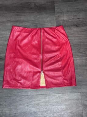 Foley + Corinna Hot Pink Faux Leather Zip-Front Mini Skirt